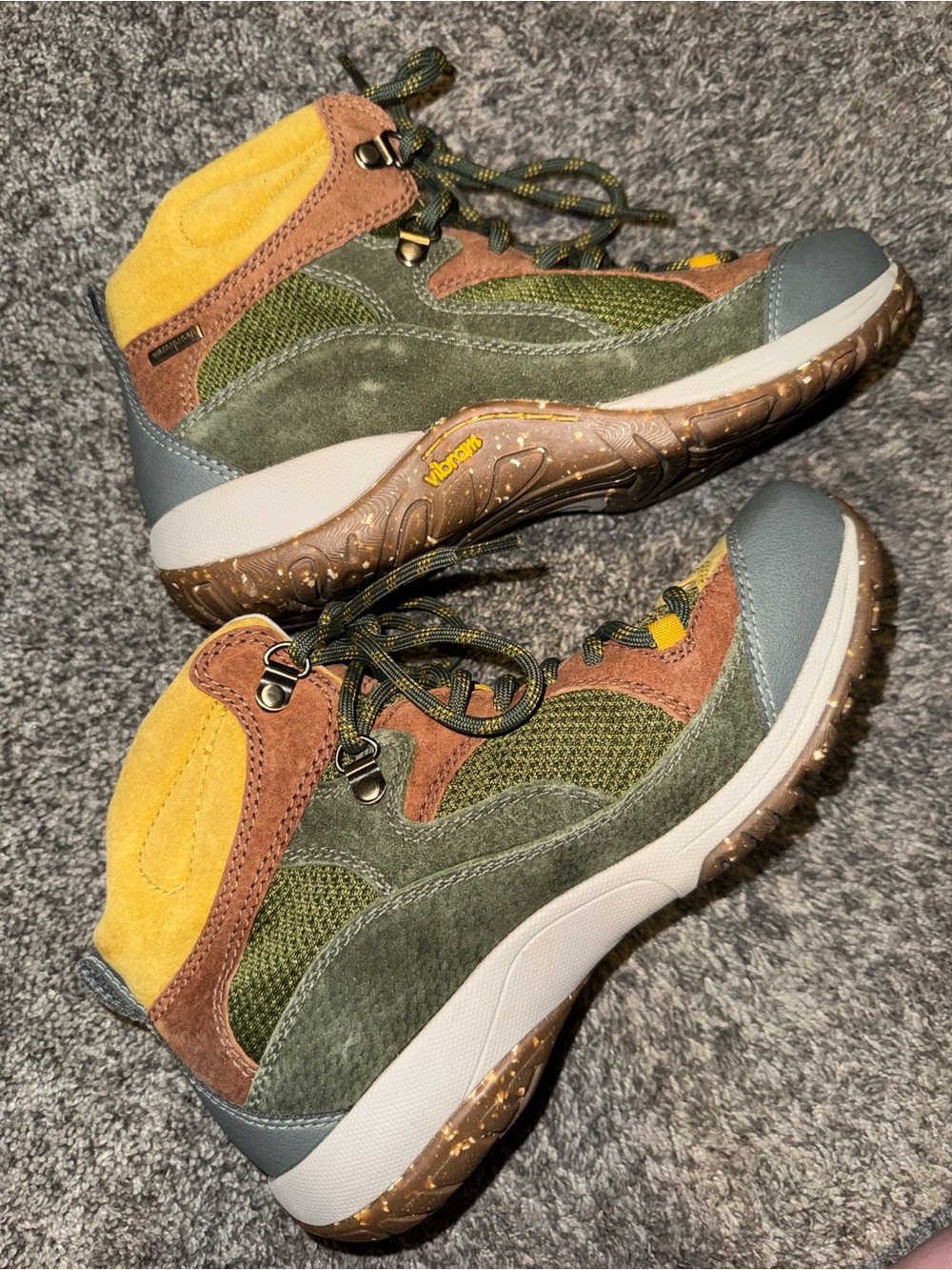 Dansko Olive Green, Mustard & Tan Suede Mesh Hiking Booties